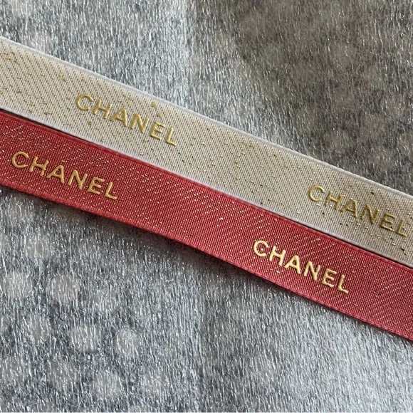 100% Genuine Chanel Ribbon dark Pink & gold 2 Yards 6 feet 72 inches - Picture 2 of 9